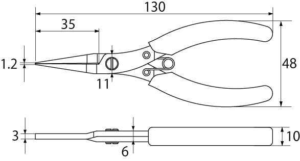 フラットノーズプライヤの図面