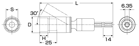 電動ドリル用α(アルファ)ユニバーサル　羽子板・建築金物用の図面