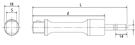 電動ドリル用αソケットアダプターロングタイプの図面