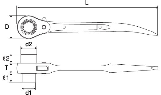 REVERSE PODGER RATCHET WRENCH (NS type)Drawings