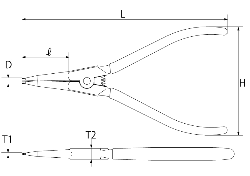 SNAP RING PLIERS SHAFT STRAIGHT TYPEDrawings