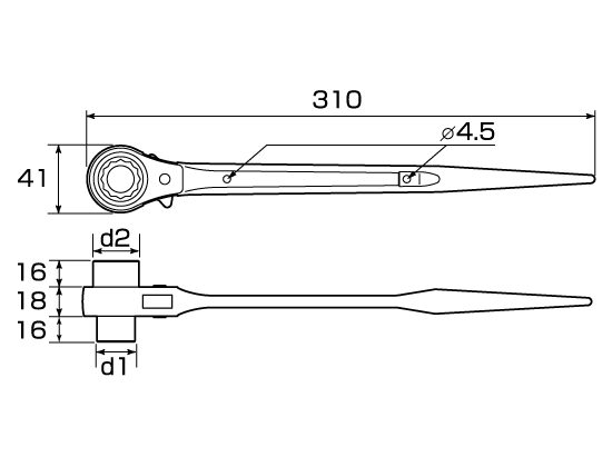 DOUBLE-SIZED RATCHET WRENCHDrawings