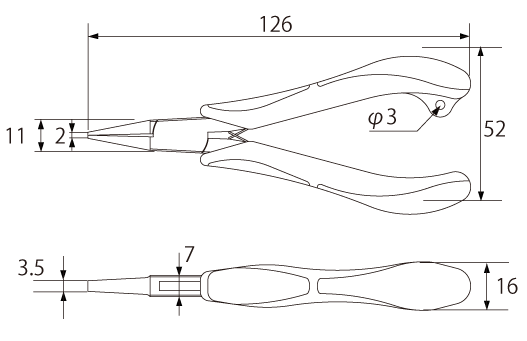 3 LAYERED FLAT NOSE CUTTING PLIERSDrawings