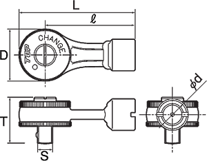 ラチェット形トルクヘッドの図面