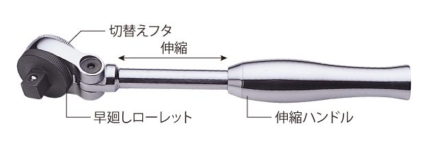 首振り伸縮ラチェットハンドル