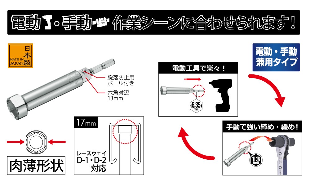 電動ドリル用レースウェイ用ソケット ロングタイプ | トップ工業株式会社