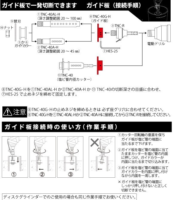 電動ドリル用塩ビ管用内径カッター用ガイド板 | トップ工業株式会社