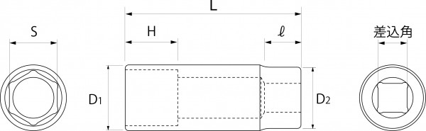 サーフェイスディープソケットレンチセットの図面