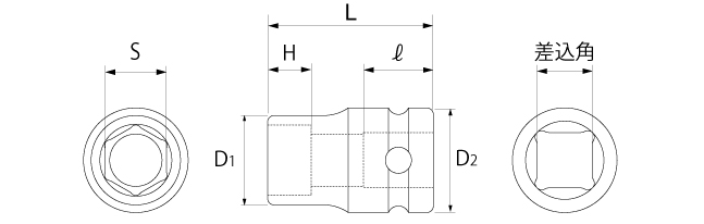 インパクト用ソケットの図面