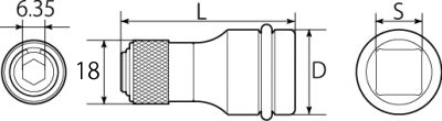 インパクトレンチ用シャンクアダプター　スライドロック式の図面