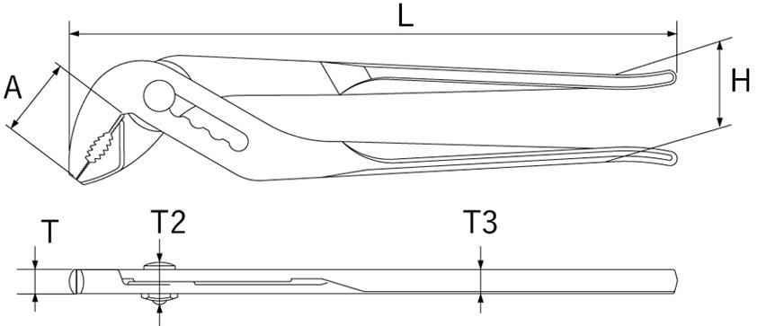 ウォーターポンププライヤの図面