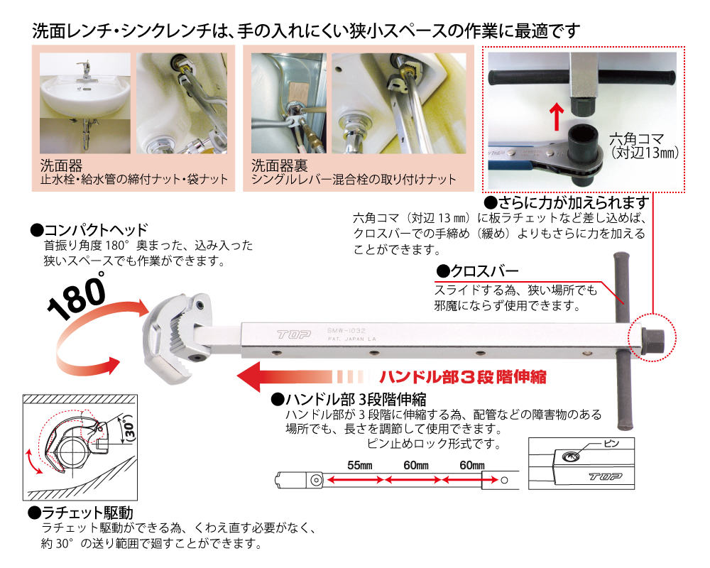 洗面レンチ | トップ工業株式会社