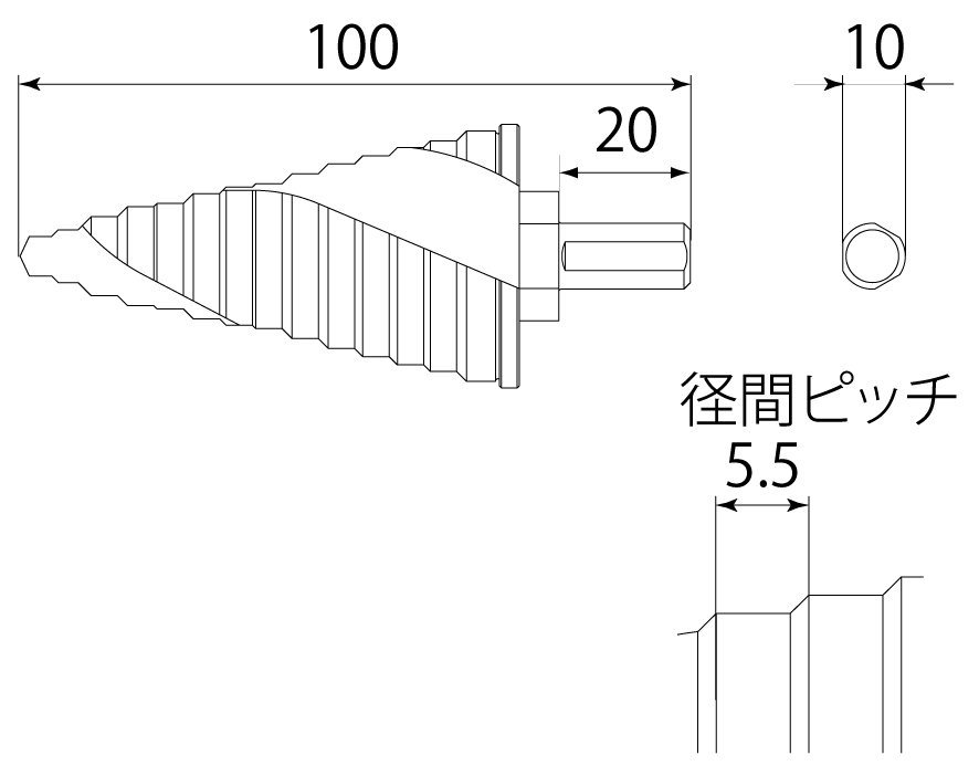 トップ工業 (TOP) 電動ドリル用 六角シャンク スパイラルステップドリル 6~30mm ESD-630S 燕三条 日本 電動工具