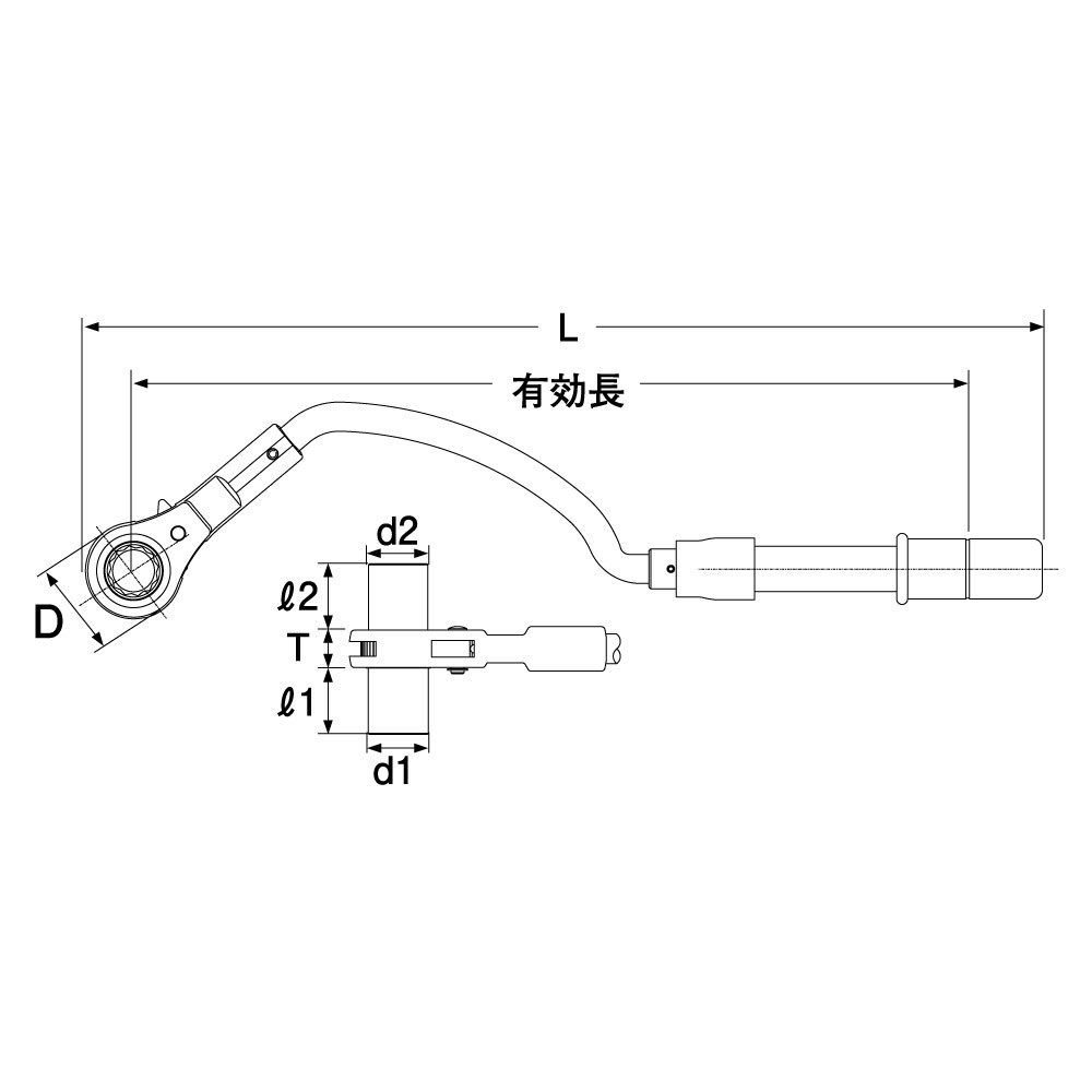 水道本管用弓形トルクレンチの図面