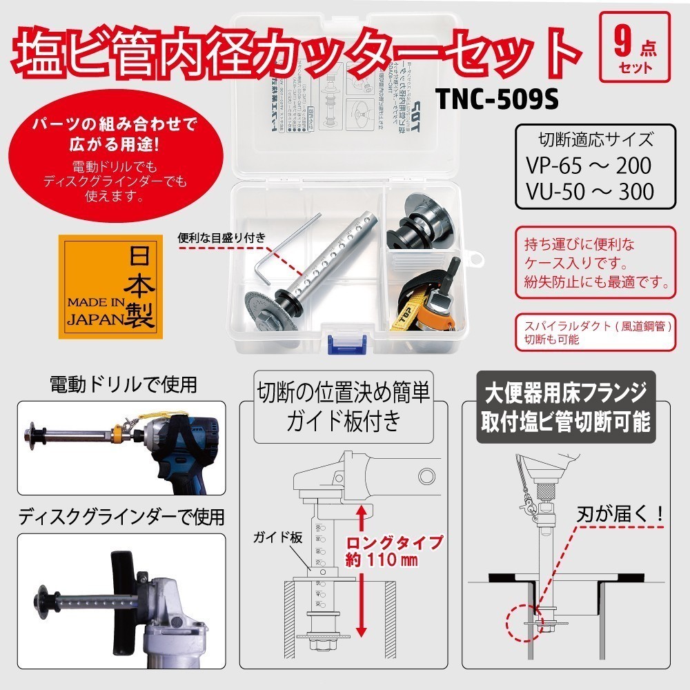 塩ビ管内径カッターセット | トップ工業株式会社