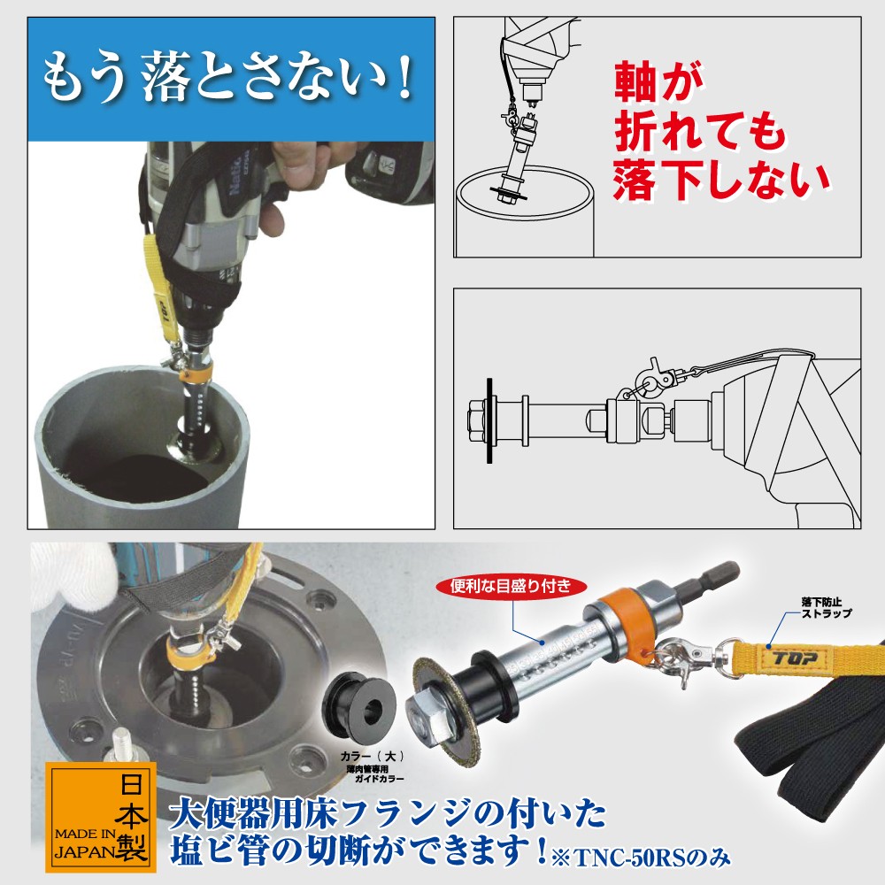 塩ビ管内径カッター落下防止付セット | トップ工業株式会社