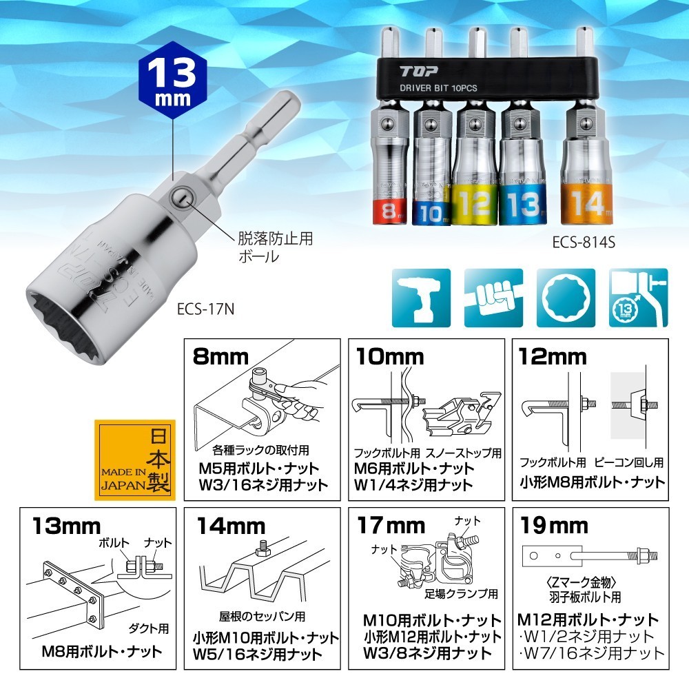 電動ドリル用マルチソケットセット | トップ工業株式会社